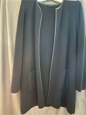 Ann Taylor Factory Black Open-Front Knit Blazer